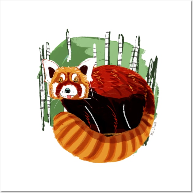 Red Panda in the bamboo forest Wall Art by belettelepink